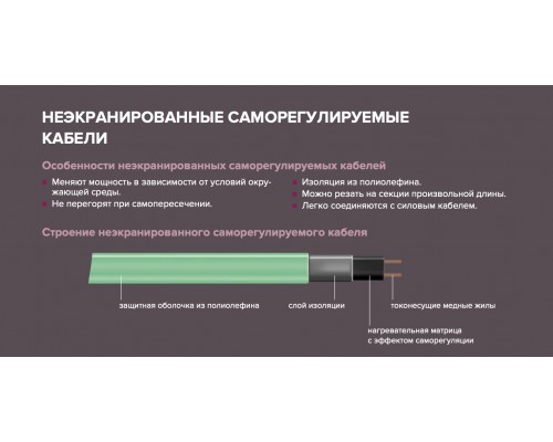 Греющий кабель саморегулирующийся для обогрева труб (без защитного экрана) 16-2 (16 Вт/ пог. м)