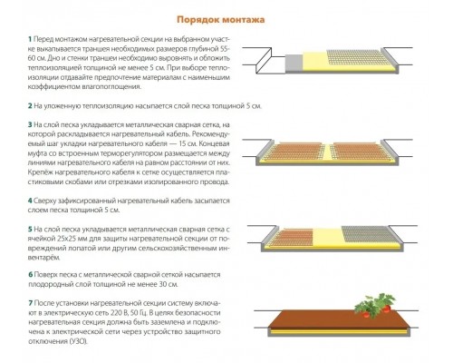 Секция нагревательная для подогрева грунта в теплицах СНГТ-10,0-1095 Вт